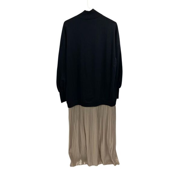 ASOS Drop Waist Mock Neck Pleated Skirt Dress Size 8 - Picture 1 of 9